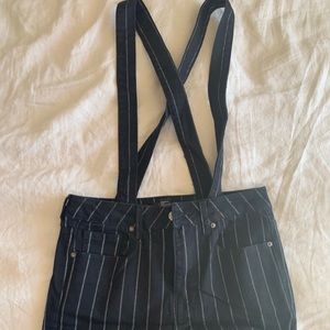 Black & Striped Overall Pants
